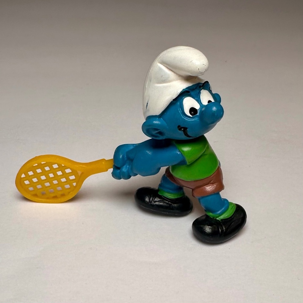 Vintage Tennis Smurf Figurine 1981 Schleich Peyo Made in Germany Smurfs